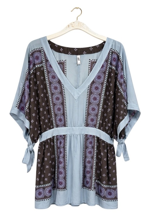 Free People Dresses & Skirts - Free People Womens Santa Cruz Mini Dress Medium Boho Indie Kimono Purple Blue